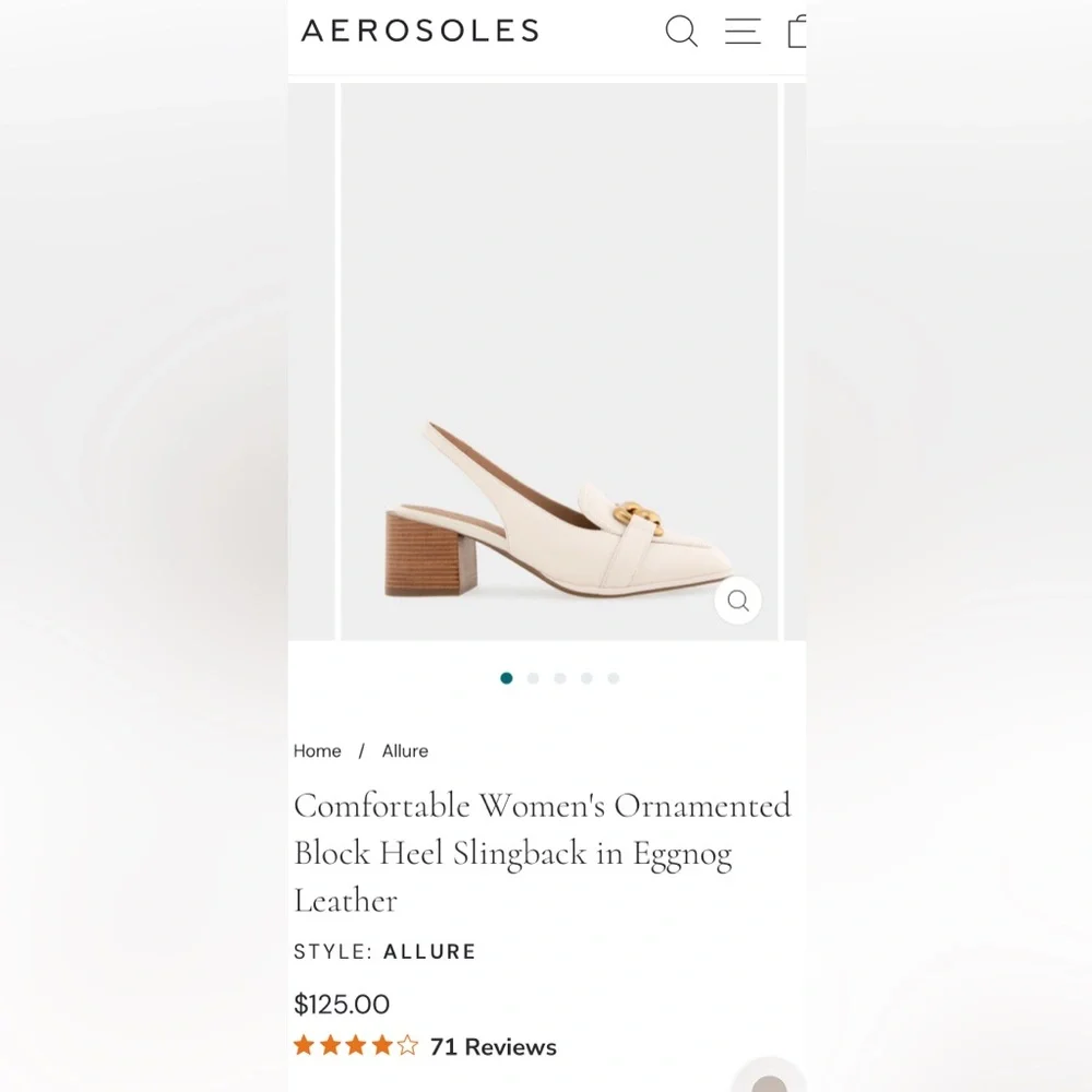 NWT AEROSOLES Women's Eggnog Slingback Heels - Picture 2 of 10